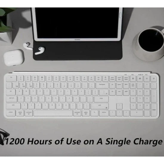 KeyChron B6 Pro Full-Size Ultra-Slim Wireless ZMK Custom Keyboard for Win Mac - White Arabic